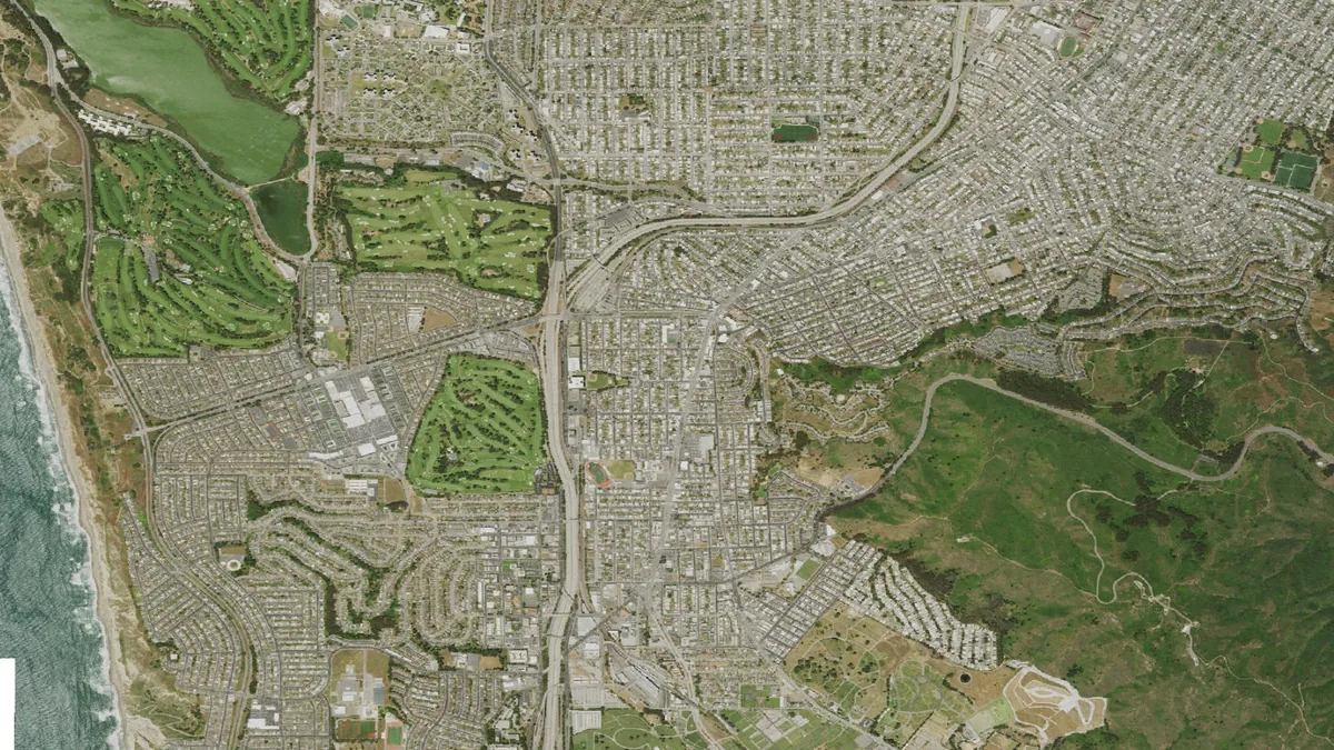 Aerial view centered on Daly City, California