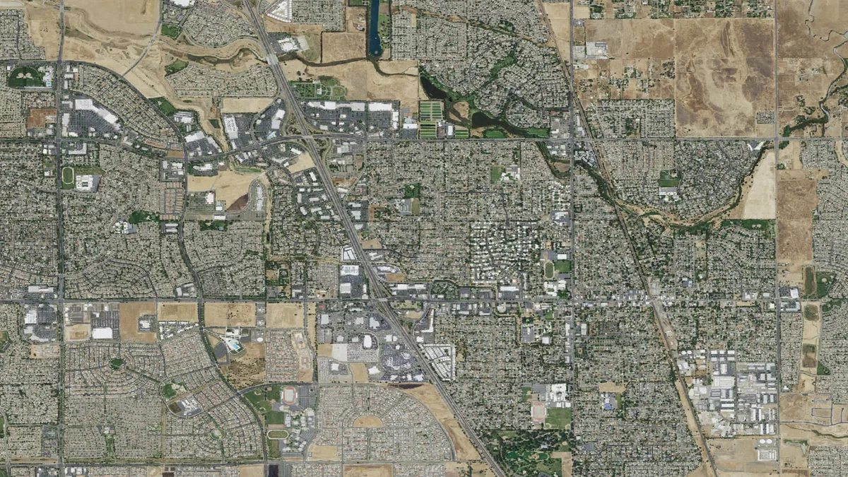 Aerial view centered on Elk Grove, California