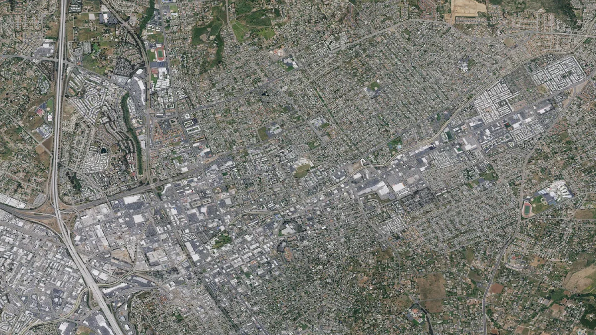 Aerial view centered on Escondido, California
