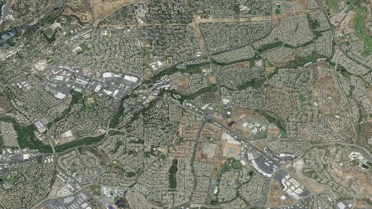 Aerial view centered on Folsom, California