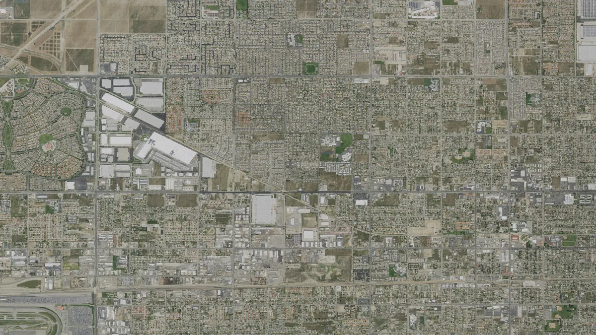 Aerial view centered on Fontana, California