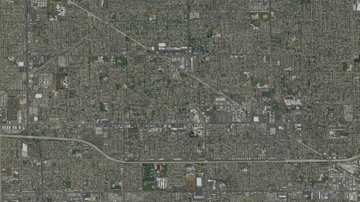 Aerial view centered on Garden Grove, California