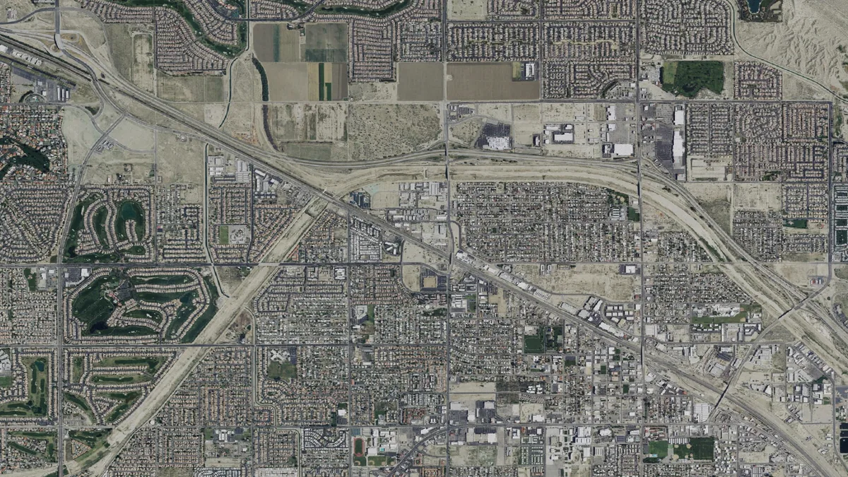 Aerial view centered on Indio, California