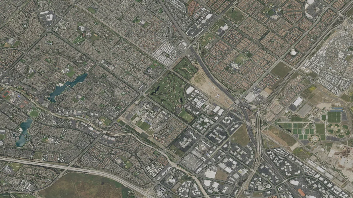 Aerial view centered on Irvine, California