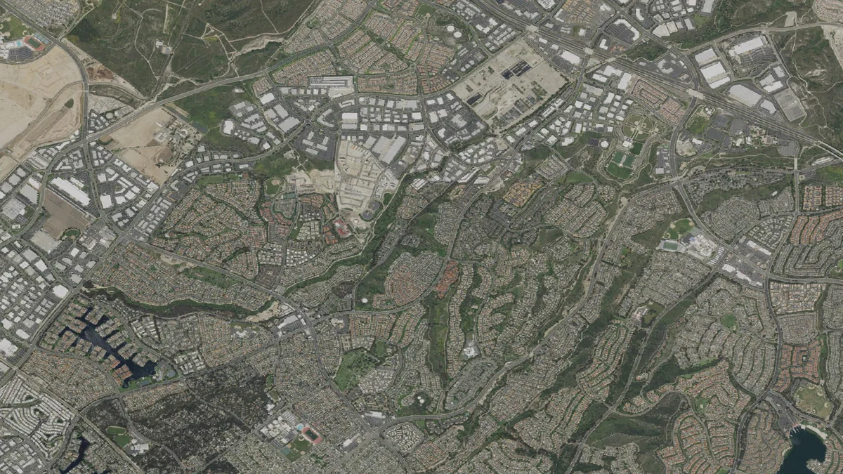 Aerial view centered on Lake Forest, California