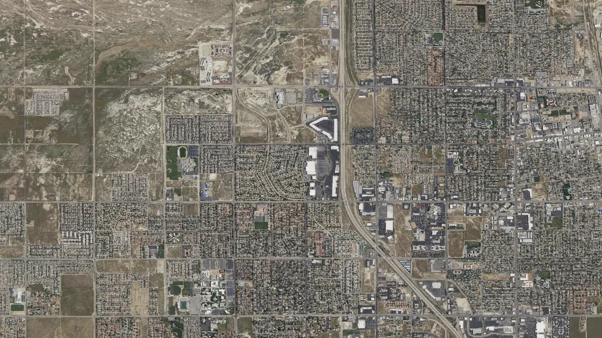 Aerial view centered on Lancaster, California