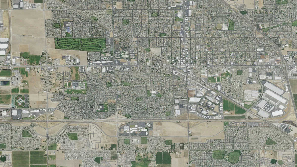 Aerial view centered on Manteca, California