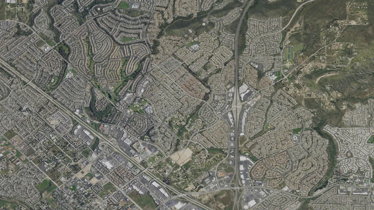 Aerial view centered on Murrieta, California
