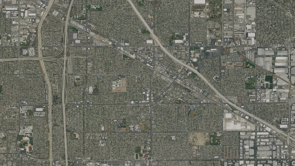 Aerial view centered on Norwalk, California