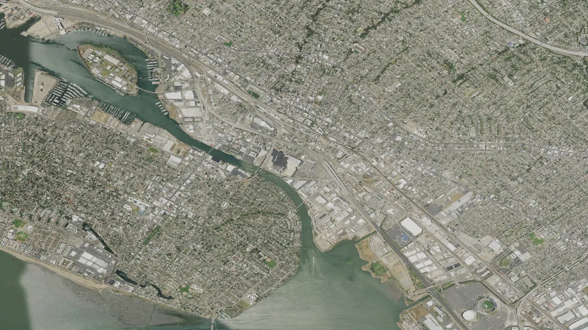 Aerial view centered on Oakland, California
