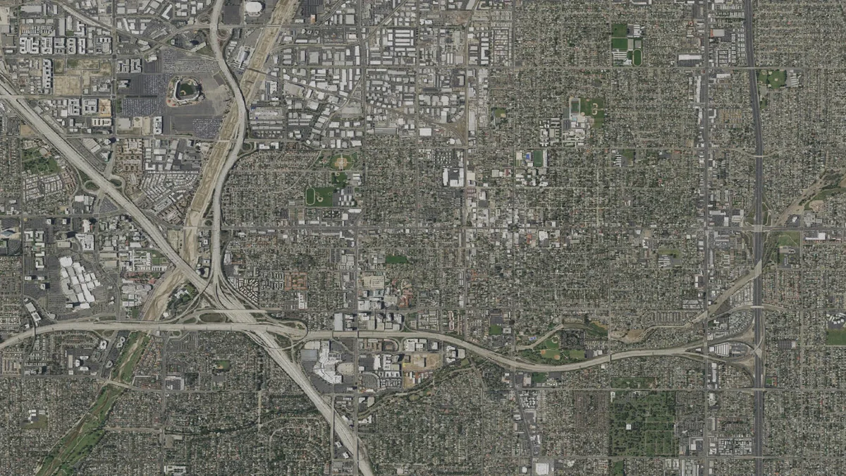 Aerial view centered on Orange, California