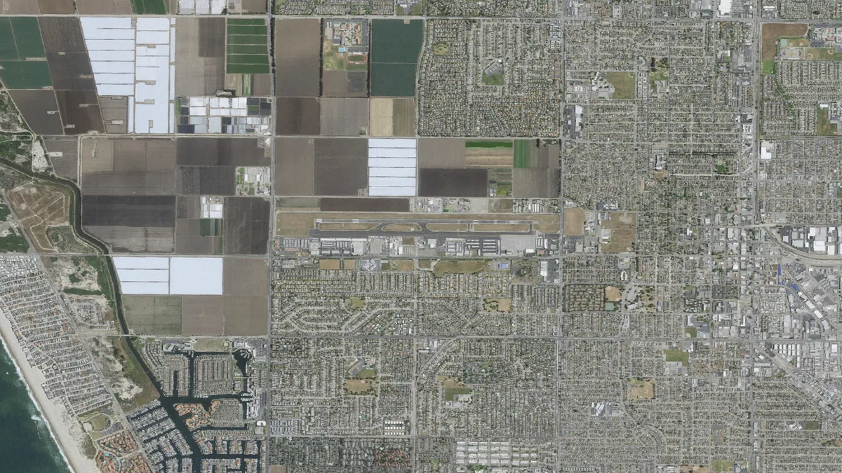 Aerial view centered on Oxnard, California