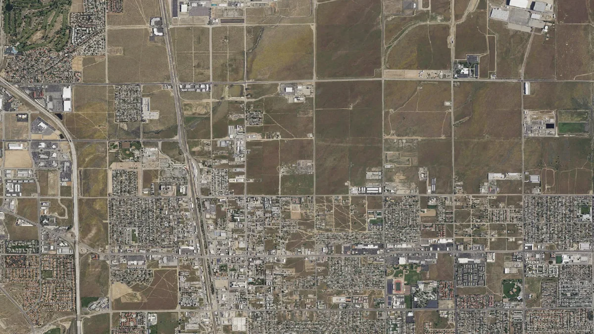 Aerial view centered on Palmdale, California