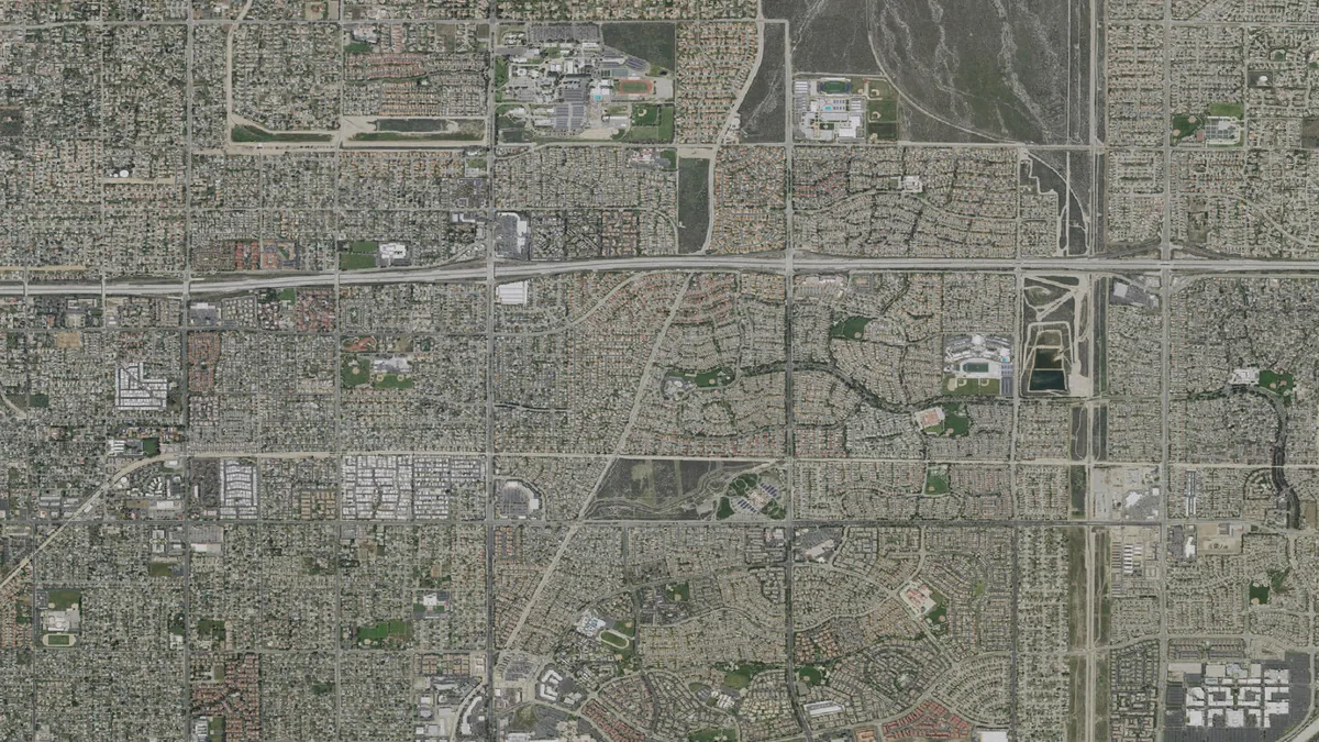 Aerial view centered on Rancho Cucamonga, California