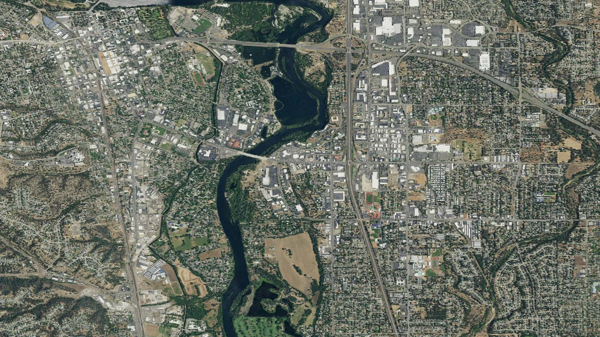 Aerial view centered on Redding, California