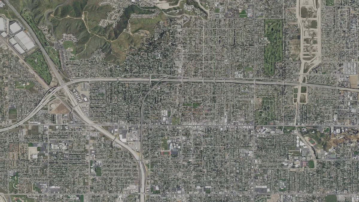 Aerial view centered on San Bernardino, California