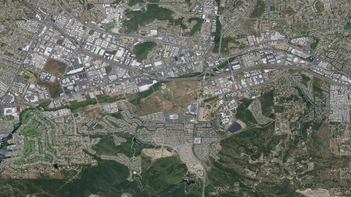 Aerial view centered on San Marcos, California
