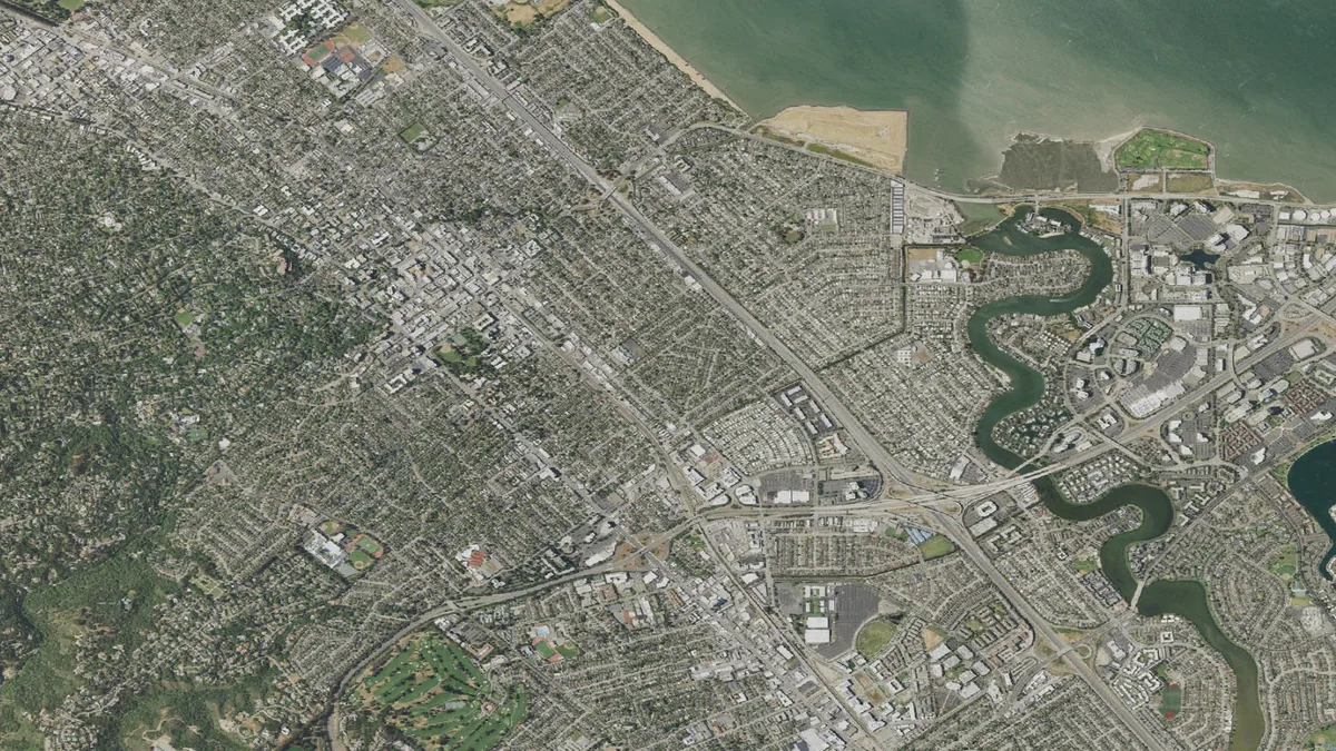 Aerial view centered on San Mateo, California