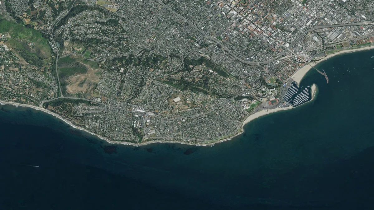 Aerial view centered on Santa Barbara, California