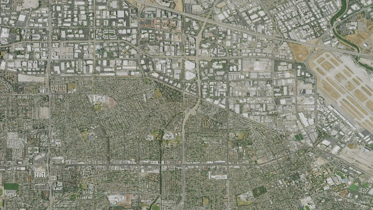 Aerial view centered on Santa Clara, California