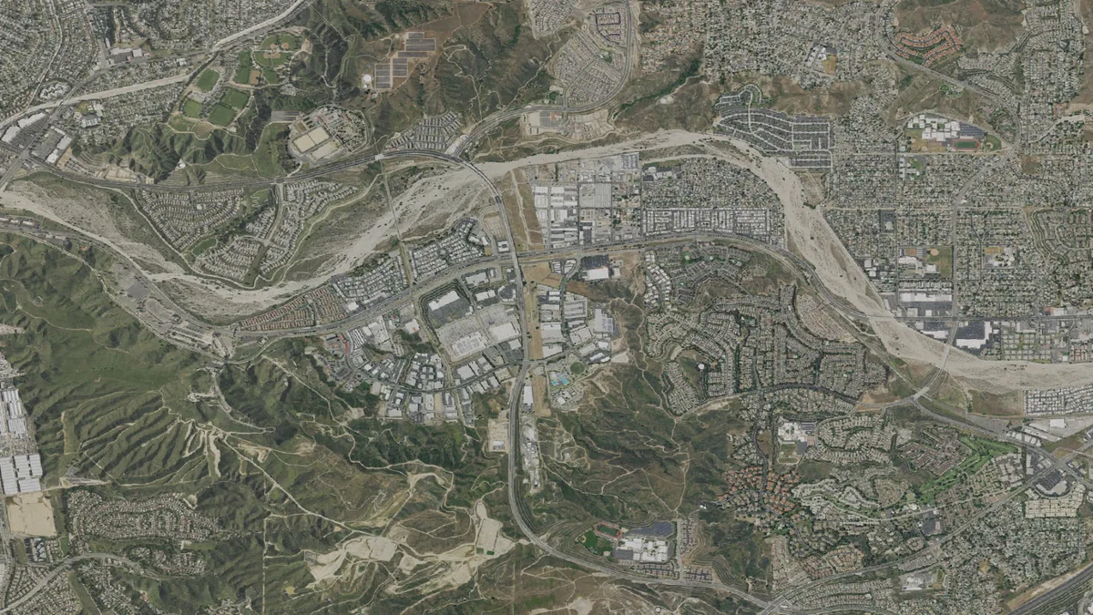 Aerial view centered on Santa Clarita, California