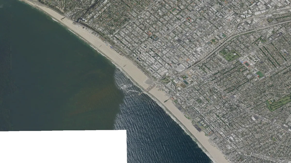 Aerial view centered on Santa Monica, California