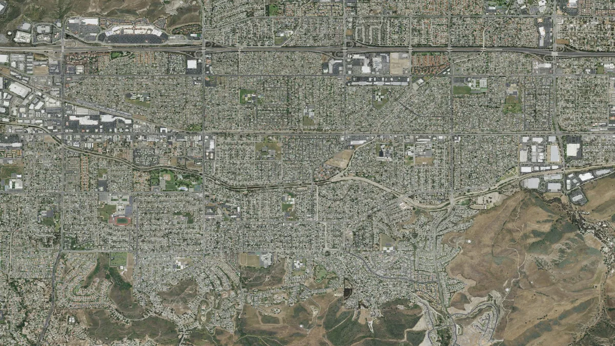 Aerial view centered on Simi Valley, California