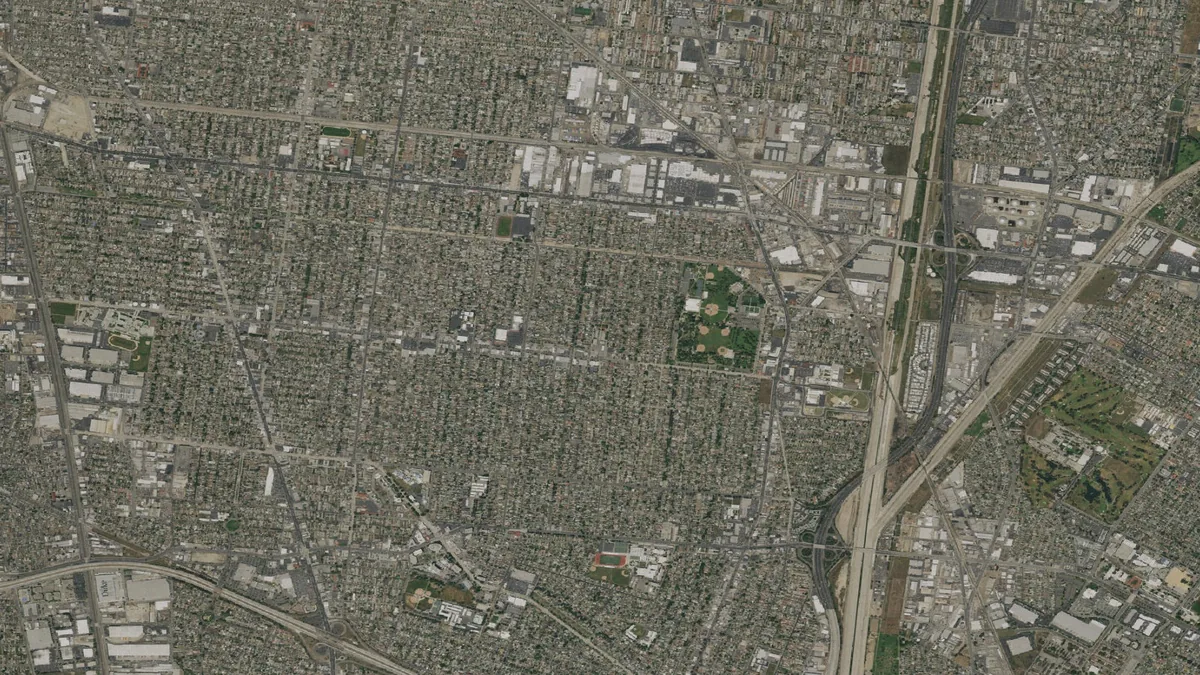 Aerial view centered on South Gate, California