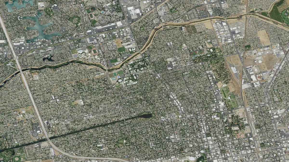 Aerial view centered on Stockton, California