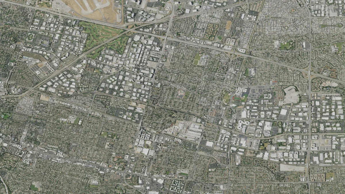 Aerial view centered on Sunnyvale, California