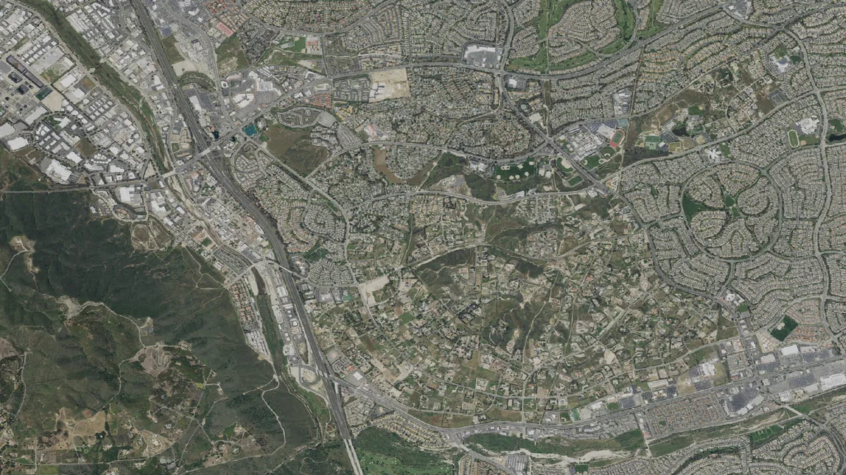 Aerial view centered on Temecula, California