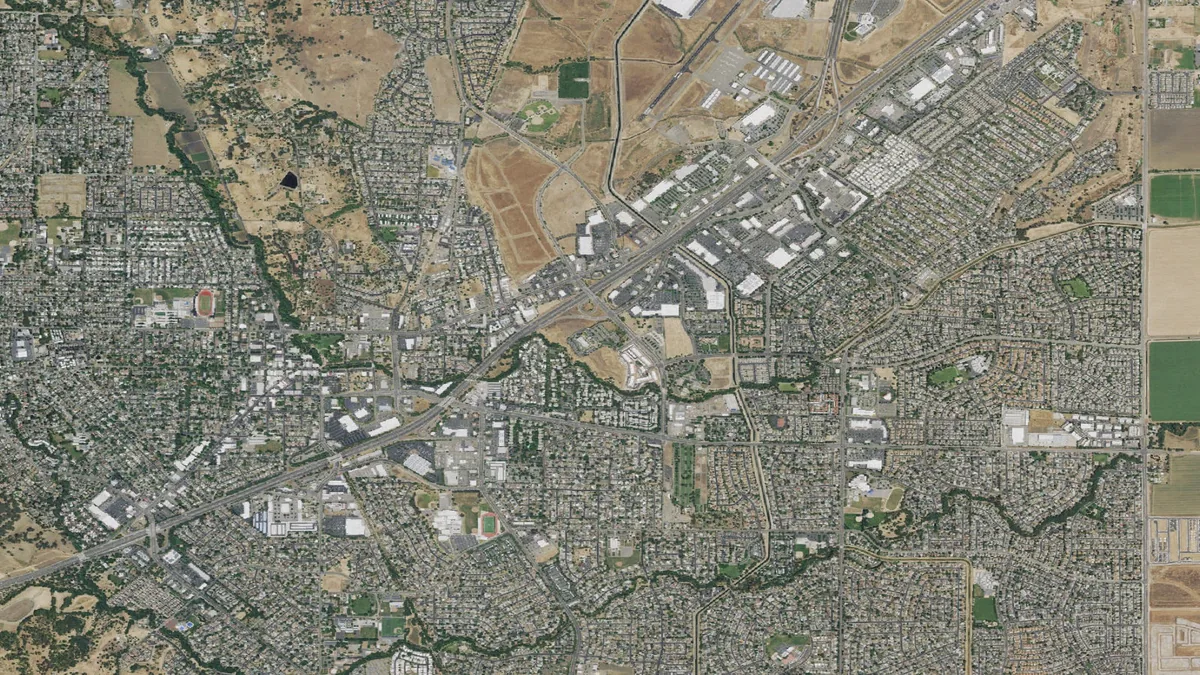 Aerial view centered on Vacaville, California