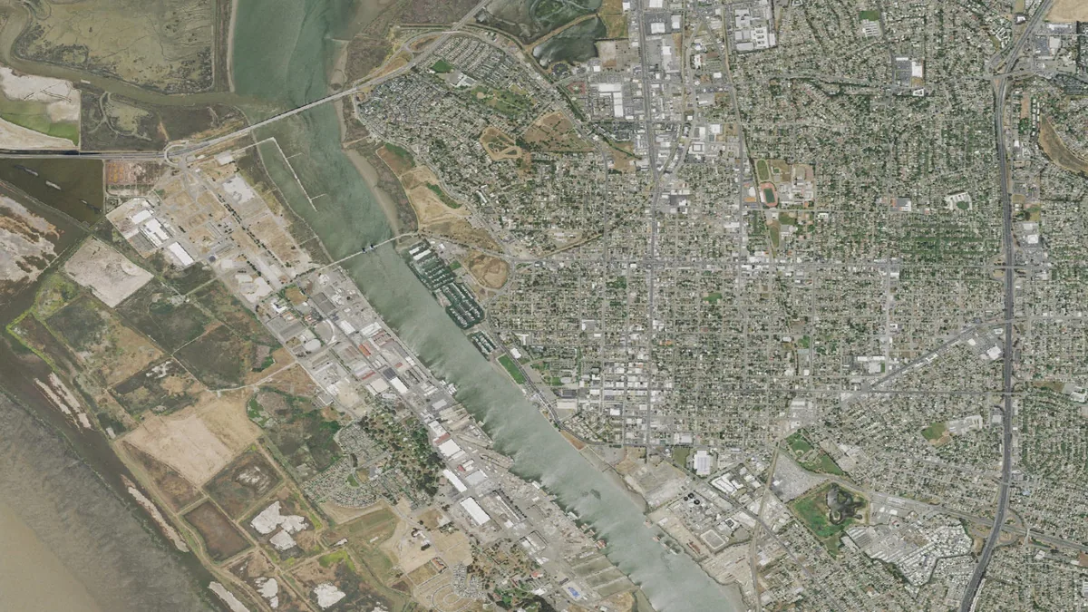 Aerial view centered on Vallejo, California