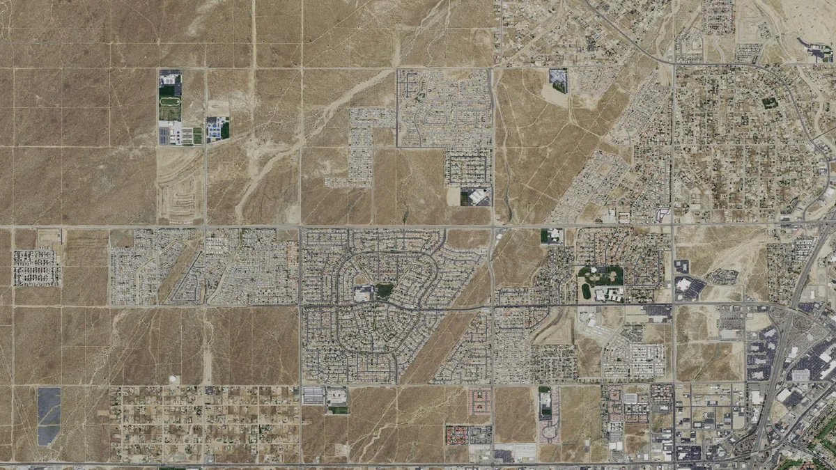 Aerial view centered on Victorville, California