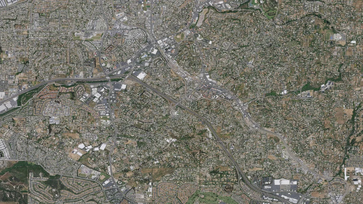 Aerial view centered on Vista, California