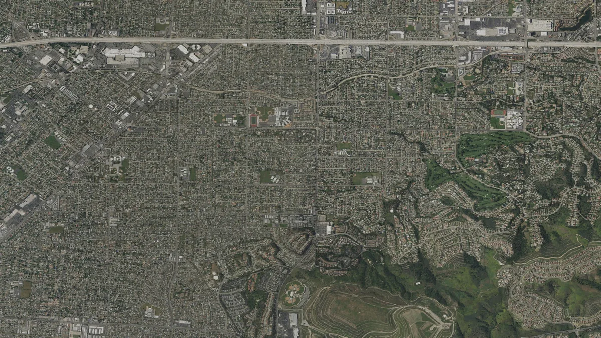 Aerial view centered on West Covina, California