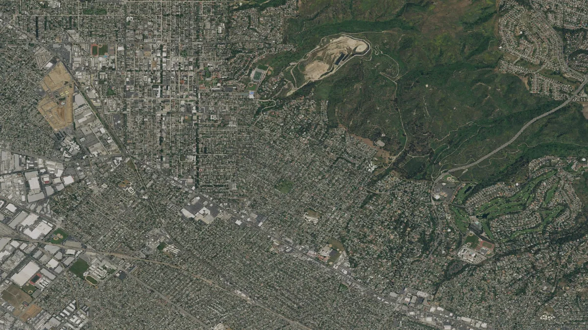 Aerial view centered on Whittier, California